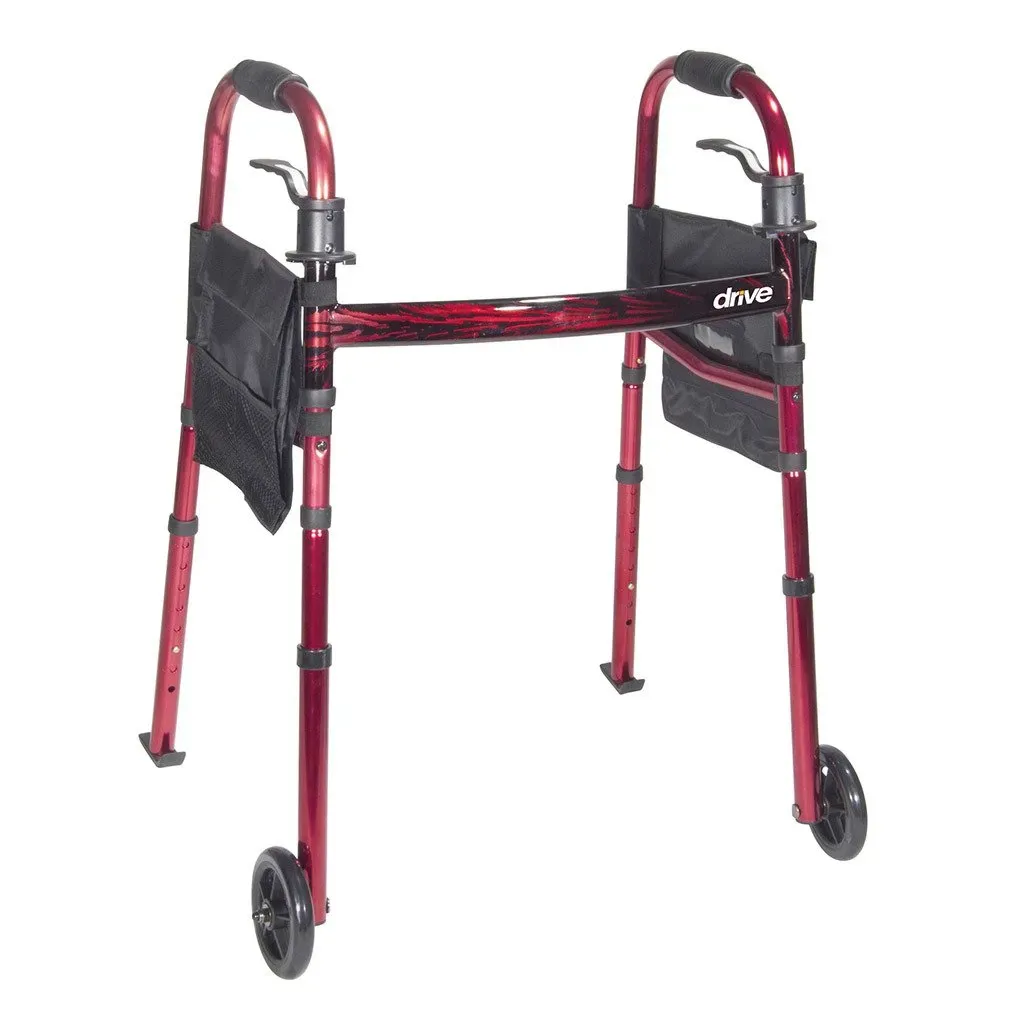 Deluxe Folding Travel Walker with 5″ Wheels