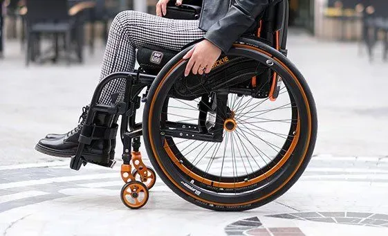 A black and gold wheelchair